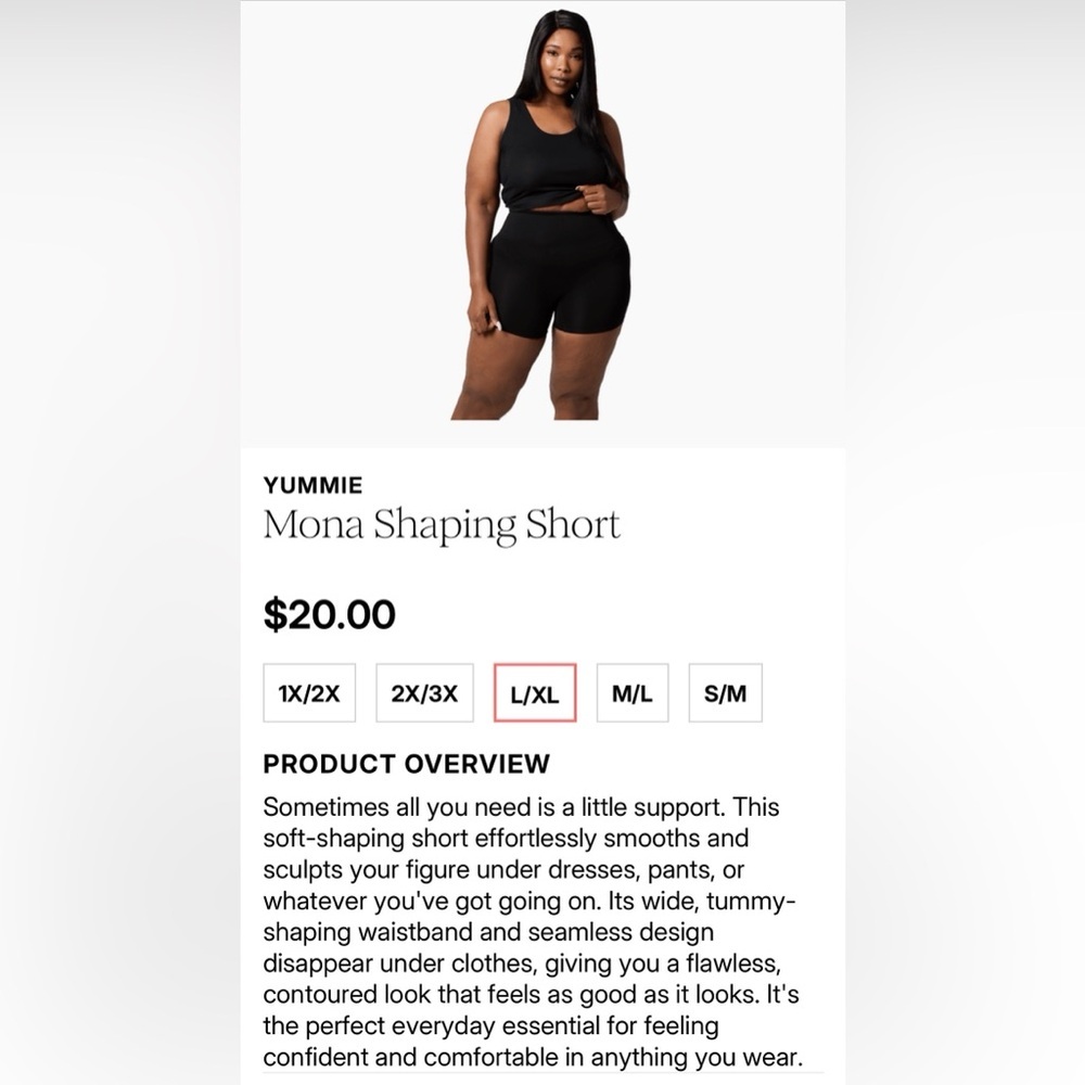 Yummie Black Mona Shaping Shorts